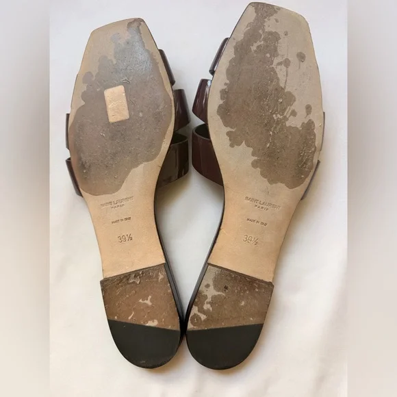 Saint Laurent Tribute Patent Woven Slide Sandal in Deep Burgundy 39.5 - Picture 6 of 8